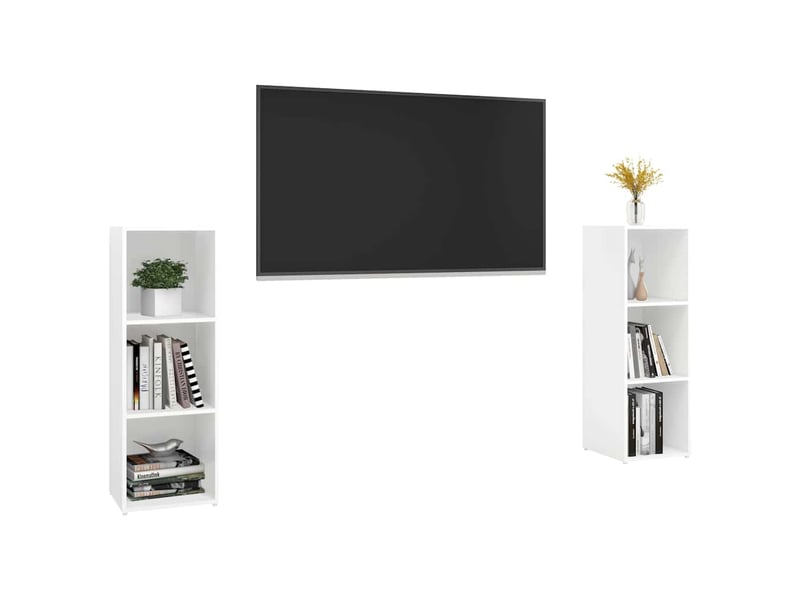  Meubles tv - banc tv - meuble de rangement 2 pcs blanc 107x35x37 cm bois d'ingénierie  - Conforama C