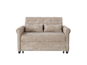 Canapé droit convertible <strong>BGSRYAO</strong> <strong></strong> 2 places Tissu marron