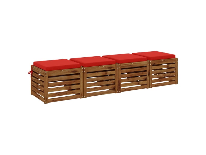 Lot de 4 coussins de siège, coussins d'assise soest 100 % polyester rouge cf60503 - Conforama C