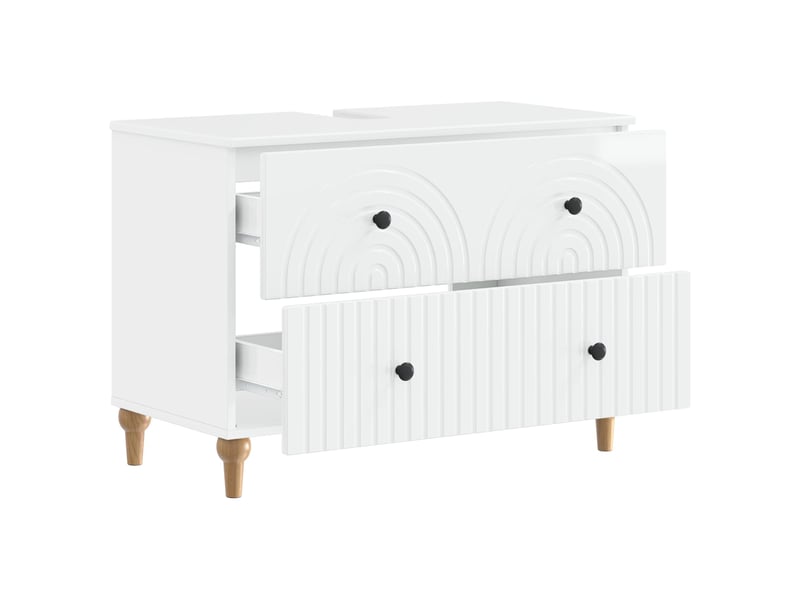 Meuble sous lavabo de salle de bain alkmaar blanc brillant cf64798 - Conforama C