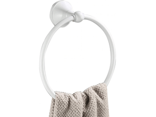 Anneau porte-serviette rond en laiton pour porte-serviette de salle de bain serviette de bain suspendu fixé au mur, blanc