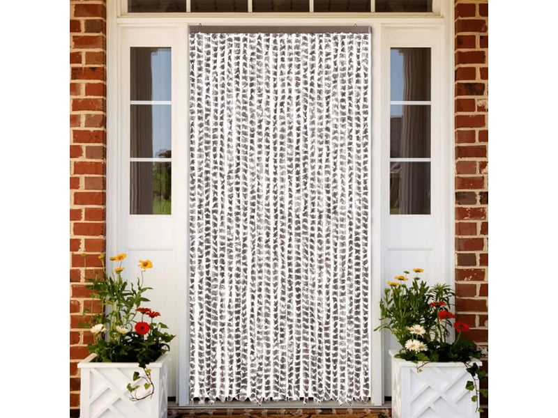  Rideau anti-mouches, moustiquaire taupe et blanc 100x200 cm chenille cf43579  - Conforama B