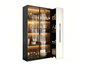 Vitrine coloris noir 3 étagère(s) SAPGAKS  - 110.5 cmx160 cm