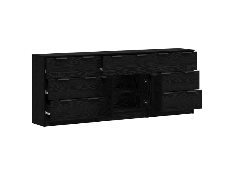  Buffet - bahut - meuble de rangement 3 pc chêne noir 181 x 30 x 70 cm bois d'ingénierie  - Conforama E