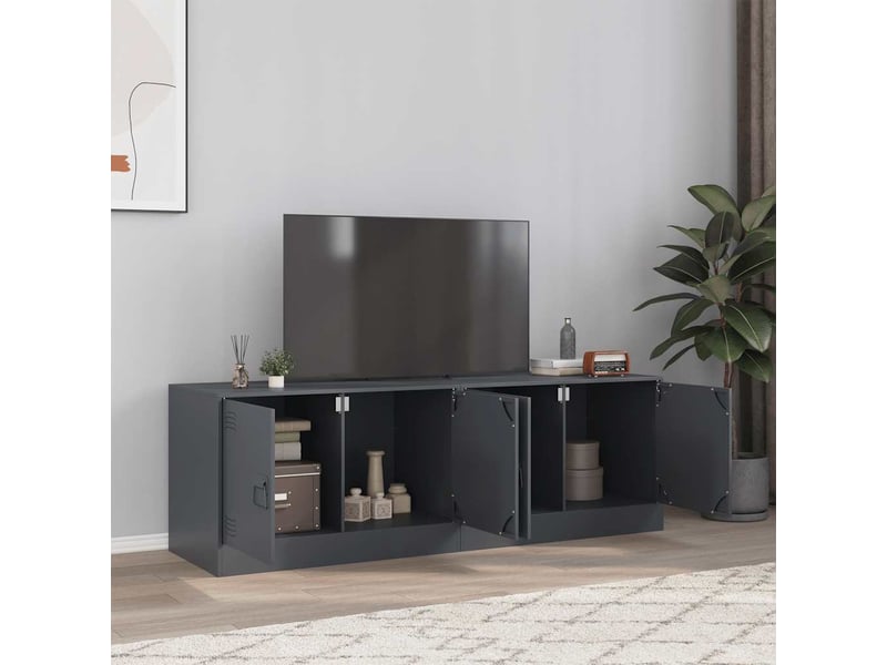  Lot de 2 meuble tv bas salon anthracite 67x39x44 cm acier shl26010  - Conforama B