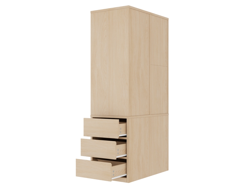  Armoire penderie 70x50x170 cm, grand volume tiroirs, rangements ouverts, tringle métal, contreplaqué+mdf finition bois clair  - Conforama E