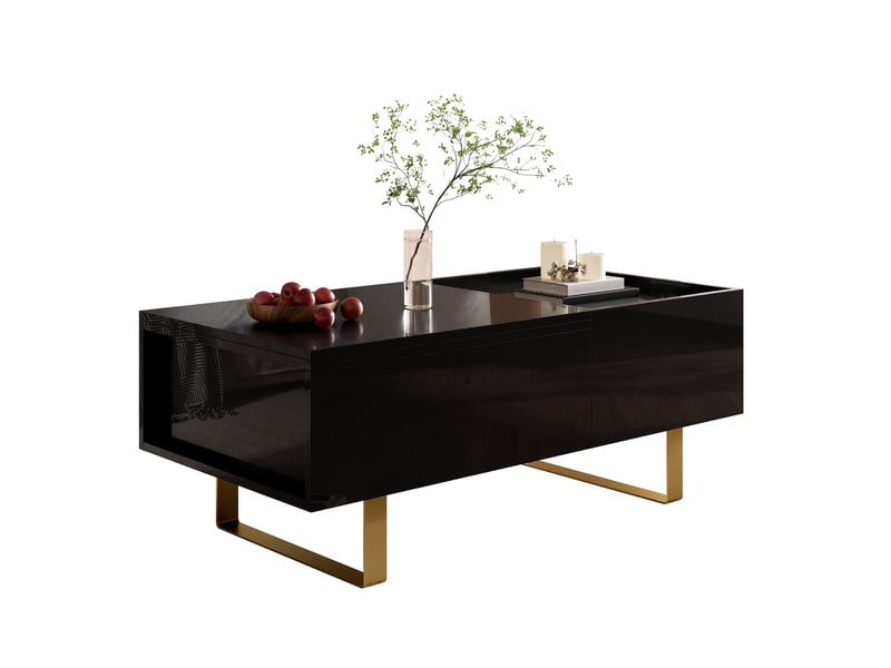  Table basse 100x50x54.5 cm relevable hydraulique avec tiroir en mdf noir  - Conforama A