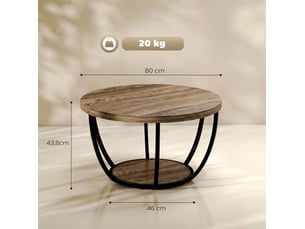Table basse rond(e) coloris bicolore <strong>FLORAGRACE</strong> <strong></strong> - 80 cmx80 cm