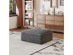 Pouf modulaire de salon en mousse haute densité, module de canapé en mousse sans cadre, tissu en coton doux, gris foncé