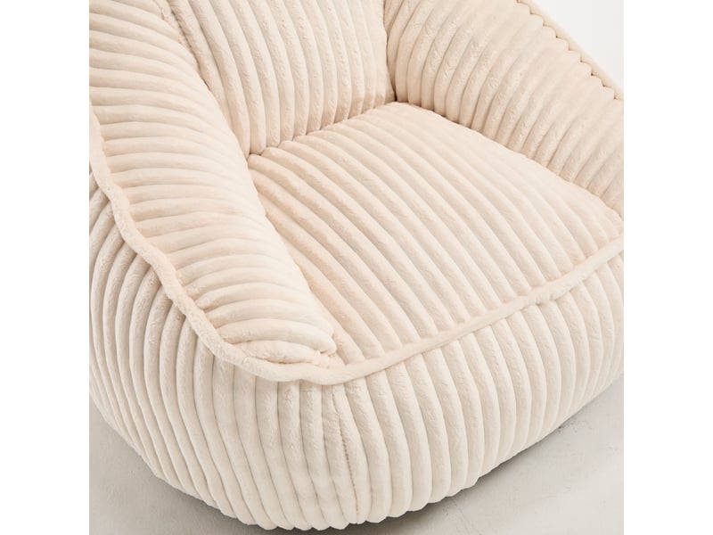  Fauteuil poire,98x92x73 cm,à mousse mémoire,velours côtelé,beige  - Conforama E