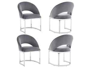 Lot de 4 chaises de salle à manger,59x56x80 cm,velours,gris et argenté