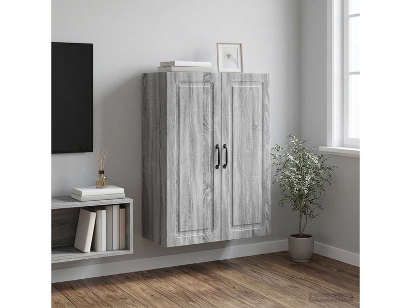  Armoire murale salon 66x34,5x90cm bois d'ingénierie sonoma gris shl6512  - Conforama B