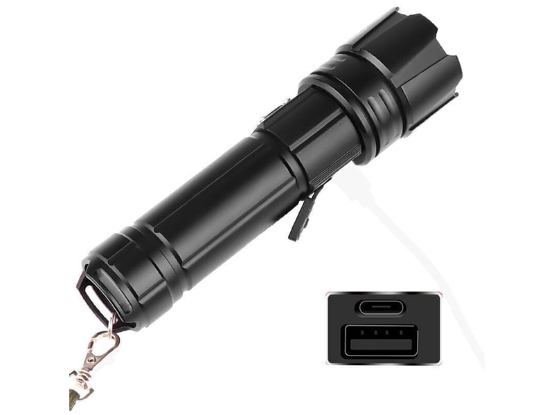  Lampe torche led 1500 lumens, lampe tactique zoom pour camping randonnée d'urgence  - Conforama B