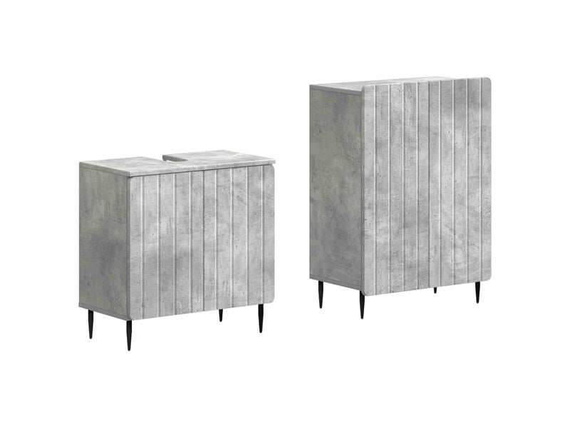  Ensemble de 2 meubles de salle de bain zwolle gris béton cf63238  - Conforama A