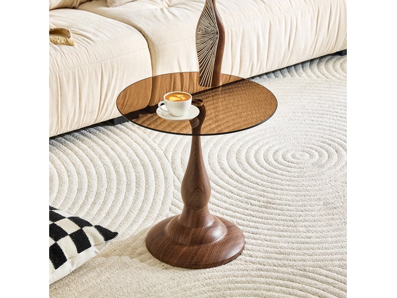  Table d’appoint ronde en verre trempé – brun – ø 50 x h 51,5 cm  - Conforama B