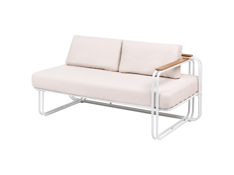  Ensemble de salon de jardin avec table et ottoman 3 places camerota  métal blanc  - Conforama D