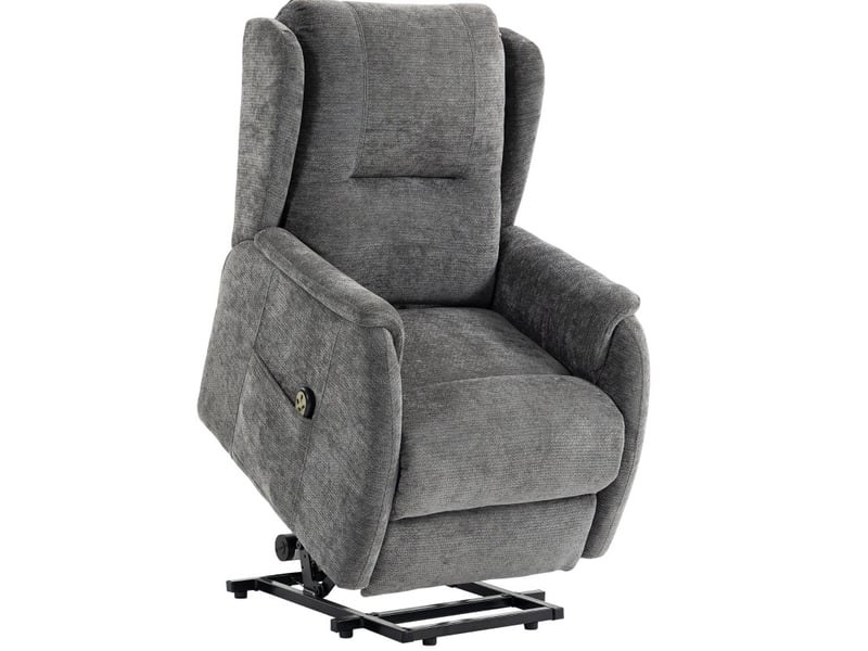  Fauteuil relax électrique avec aide au lever, double moteur, télécommande et poches latérales en chenille gris foncé  - Conforama A