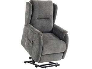 Fauteuil relax électrique avec aide au lever, double moteur, télécommande et poches latérales en chenille gris foncé