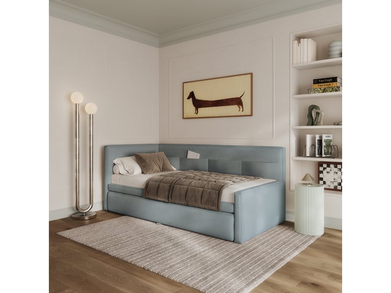  Selsey nesmi - lit rembourré - 90x200 cm - bleu Nesmi - Conforama B
