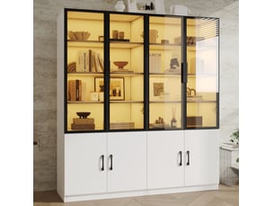 Vitrine coloris blanc 3 étagère(s) MODFU  - 120 cmx160 cm