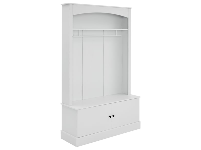  Vestiaire d'entrée avec banc à chaussures, meuble de rangement pour couloir et penderie multifonction 5 en 1, 120x40x190 cm, blanc  - Conforama D