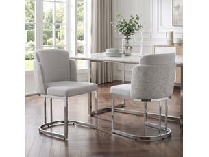 Lot de 6 chaises de salle à manger 61,5x53,5x86 cm – gris clair et argenté – pieds en métal