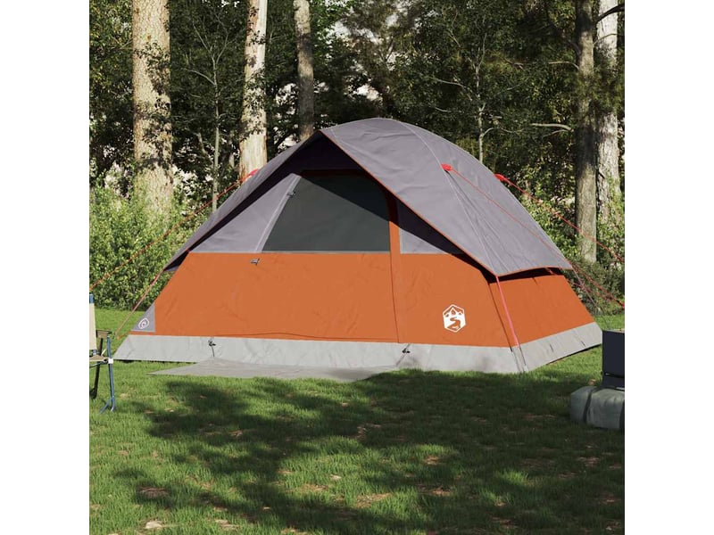  Tente de camping, tente familiale à dôme 6 personnes gris et orange imperméable shl34217  - Conforama C