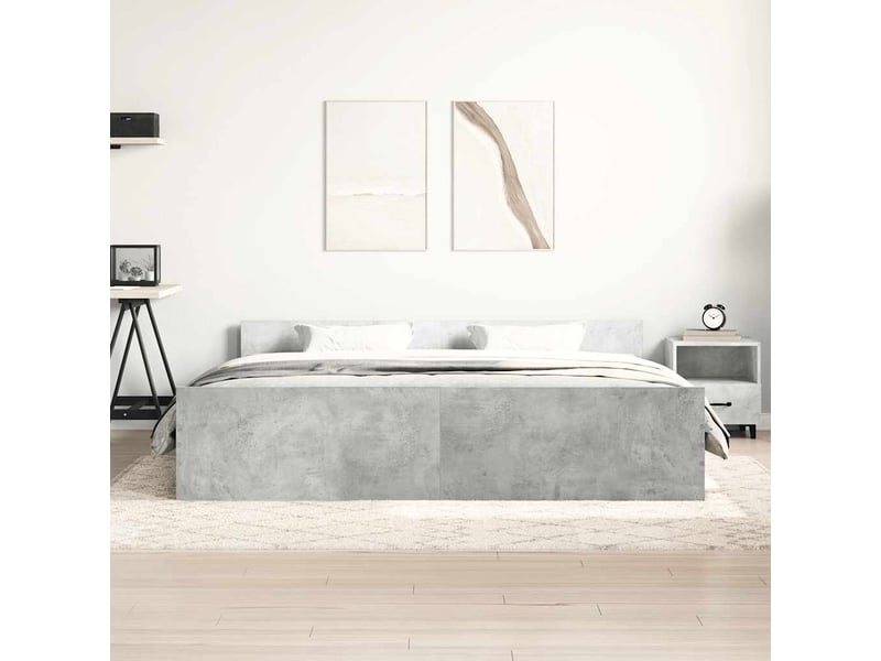  Lit double- lit adulte -  cadre de lit sans matelas gris béton 160x200 cm  - Conforama B