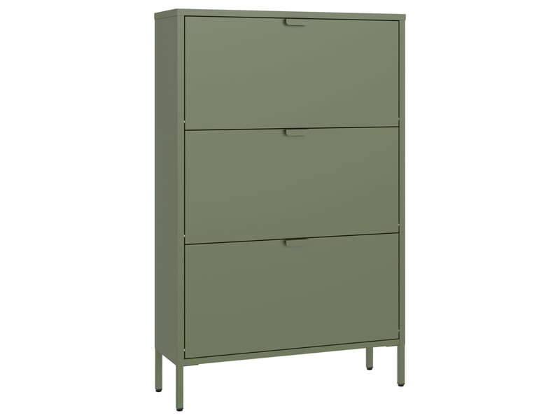 Meuble à chaussures 3 portes en métal vert kaki marion  - Conforama A