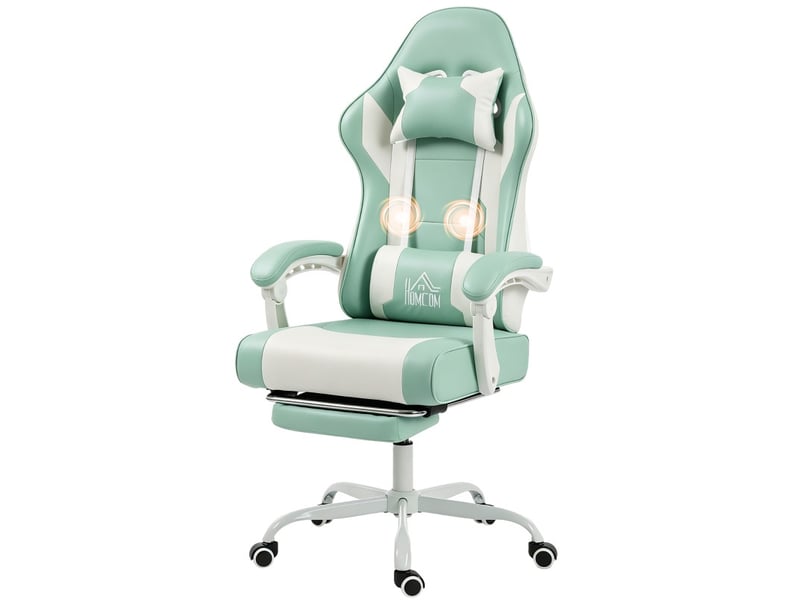 Chaise gaming merian massage lombaire inclinable repose pieds bleu  - Conforama B
