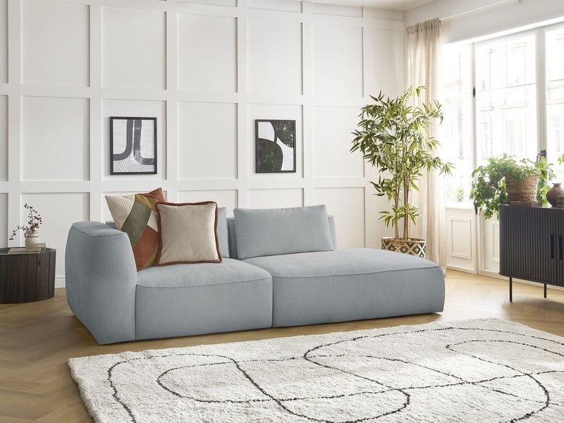  Bobochic canapé droit fixe 3 places leopold tissu texturé gris clair  accoudoir gauche LEOPOLD - Conforama B
