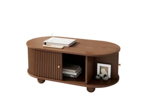 Table basse ovale coloris bois foncé <strong></strong> <strong>Fay Lum</strong> - 50 cmx100 cm