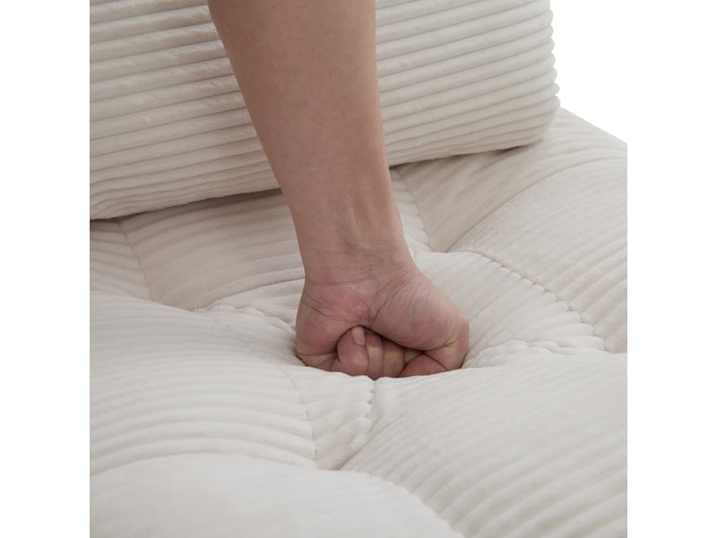  Fauteuil à dossier réglable velours côtelé beige, profondeur dépliée 134 cm  - Conforama D