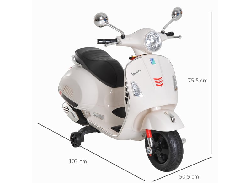  Moto électrique pour enfants, style vespa, batterie 6v avec effets sonores et lumineux, 3-6 ans, blanche  - Conforama E