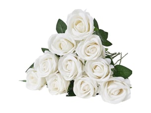 Mophorn lot de 60 roses artificielles de 508 mm avec têtes de 70 mm, fleurs réalistes pour décoration intérieure, mariages, fêtes et centres de table, blanc