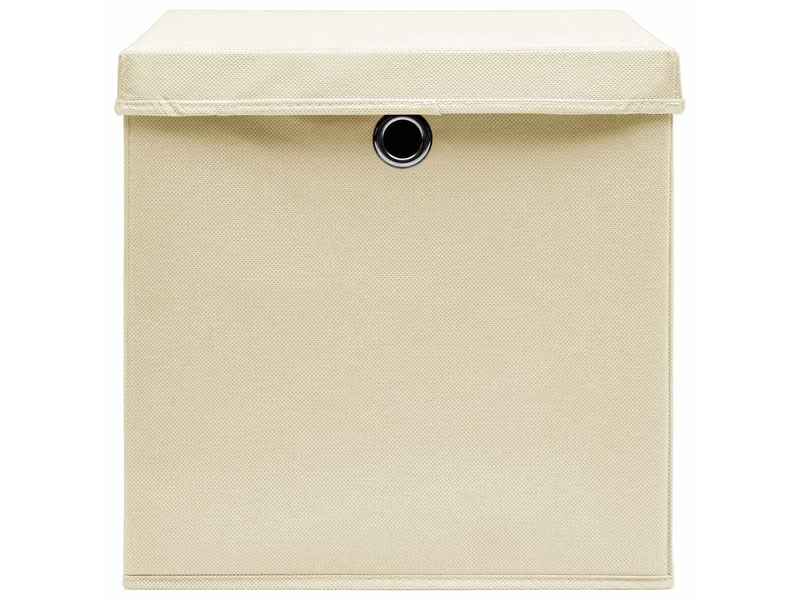  Boîtes de rangement avec couvercles 4 pcs 28x28x28 cm crème  - Conforama D