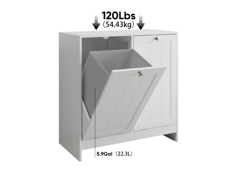  Meuble à linge basculant  66 x 33 x 68,1 cm avec 2 paniers amovibles, blanc  - Conforama E