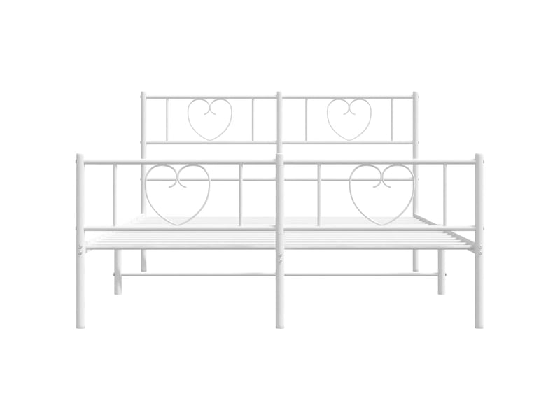  Lit double- lit adulte -  cadre de lit métal sans matelas et pied de lit blanc 150x200 cm  - Conforama D