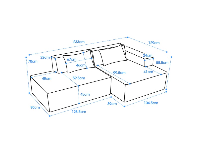  Canapé modulable droit 2pl 233x129x70 cm, meuble de salon, agréable et contemporain, coussins, polyester, vert rétro  - Conforama C