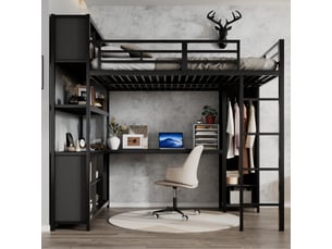 Lit mezzanine 140x200 cm <strong>ARTBEDDING</strong>  <strong></strong> coloris noir