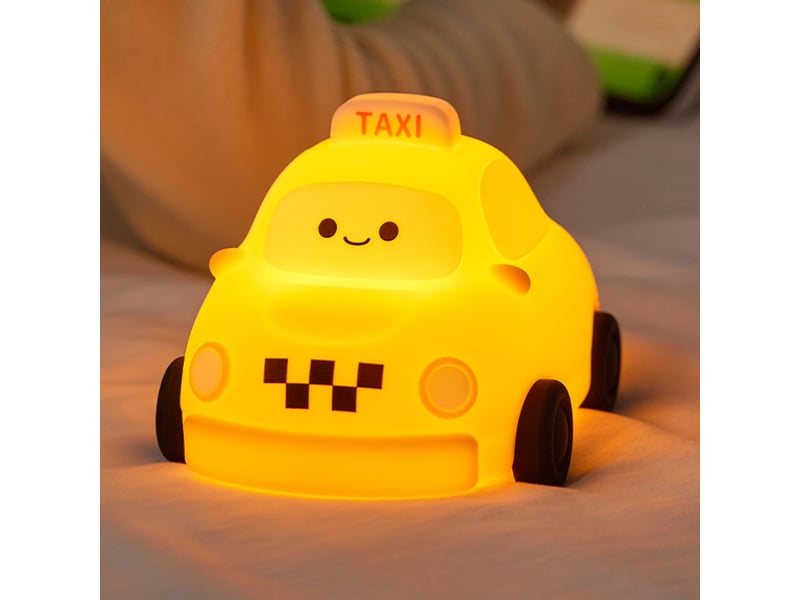  Veilleuse taxi en silicone souple, lampe de chevet cartoon rechargeable usb, dimmable pour chambre d’enfant  - Conforama B