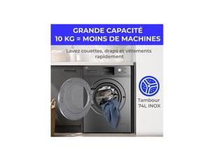 Lave linge ouverture hublot CONTINENTAL EDISON CELL10140SA40 - 10 kg 1400 trs/min profondeur