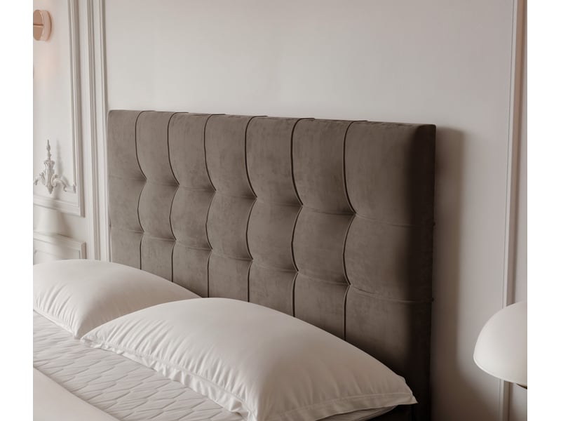  Lit adulte imperial - 180x200 cm - matelas ressorts + surmatelas - coffre de rangement - velours dense hydrofuge marron clair IMPERIAL - Conforama D