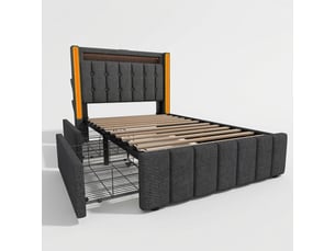 Lit avec rangement 90x200 cm <strong></strong>  <strong></strong> coloris gris
