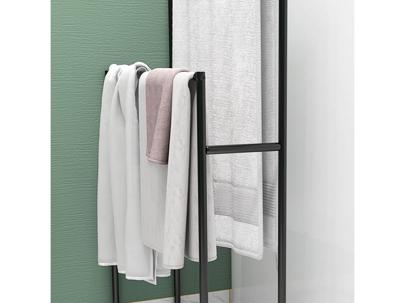 Porte-serviettes - sur pied avec 2 barres et pieds antidérapants, accessoires salle de bain robuste - 66x20x110 cm - noir  - Conforama E