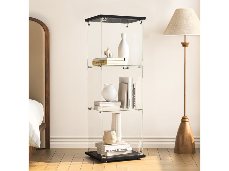  Vitrine en verre –vitrine armoire pour collection– meuble de rangement –1 porte 3 étagères– 42.5x36.5x125cm– noir  - Conforama B