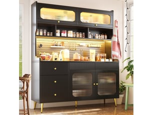 Buffet 4 porte(s)  3 tiroir(s) <strong>WISHDOR</strong> <strong></strong> - 144.9 cm coloris noir 