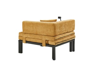 Canapé droit convertible 1 place en velours jaune, cadre en bois, lit simple escamotable et pliable, pour petits espaces