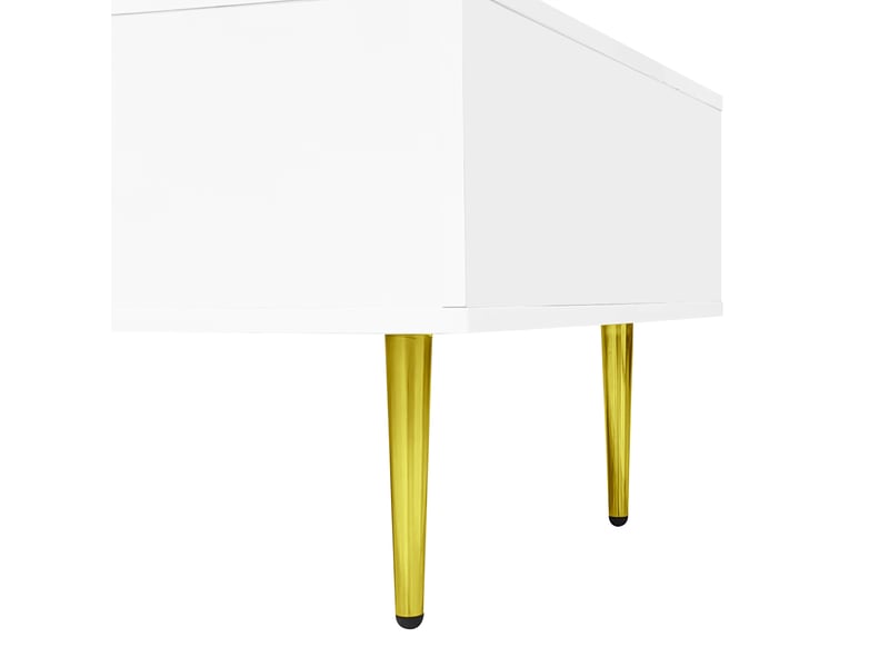  Ensemble armoire tv et table basse - blanc brillant - 170x35x46 cm - 100x60x41,5 cm - charnières amortissantes  - Conforama D