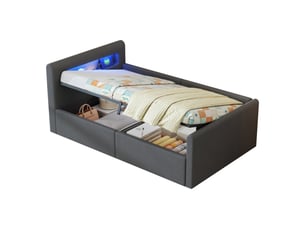 Lit simple 90x200 cm STILVORA coloris gris